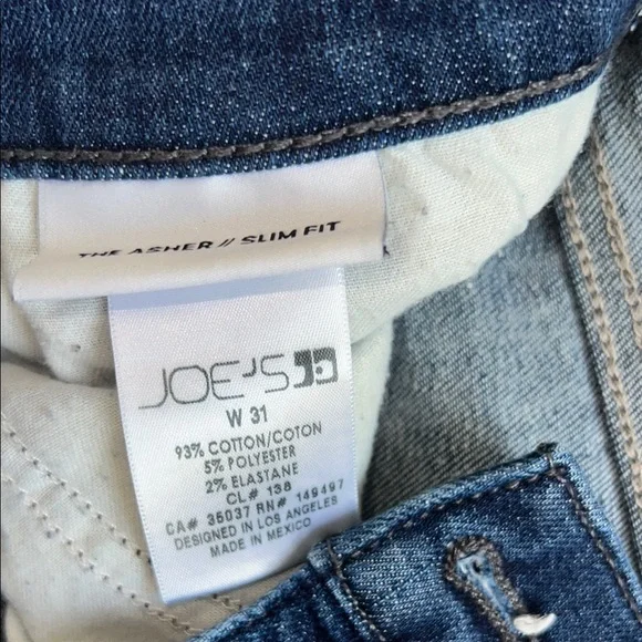 Joe’s Slim Fit 5 Pocket Blue Denim Jeans The Asher Style Size 31” Length 32” - Picture 4 of 5